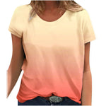 Damen T-Shirt 3D-Druck Farbverlauf V-Ausschnitt Kurzarm Sommer