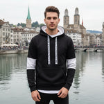 Herren Trainingsanzug Set Smart Casual Hoodie Und Jogginghose Schwarz Weiss