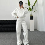 Damen Sweatset Mit Reissverschlussjacke Und Elastischer Taille Frühling Herbst