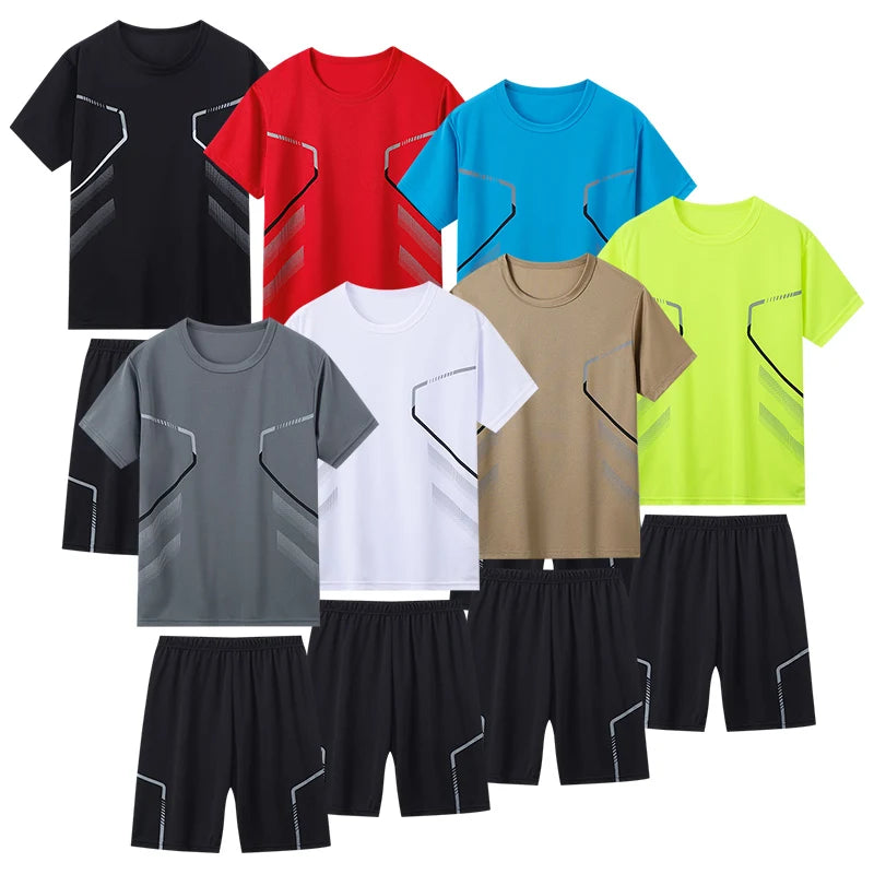 Jungen Sommer LaufSet Kurzarm T Shirt Und Shorts Schnelltrocknend Atmungsaktiv