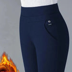 Damen Winter-Hose High Waist Warm Gefüttert Fleece – Casual Hose