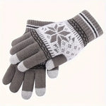 Winter Strickhandschuhe Unisex Mit Schneeflocken Stickerei Und Touchscreen