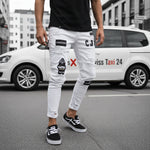 Herren Stretch Jeans Slim Fit Denim Retro Waschdesign Reissverschluss