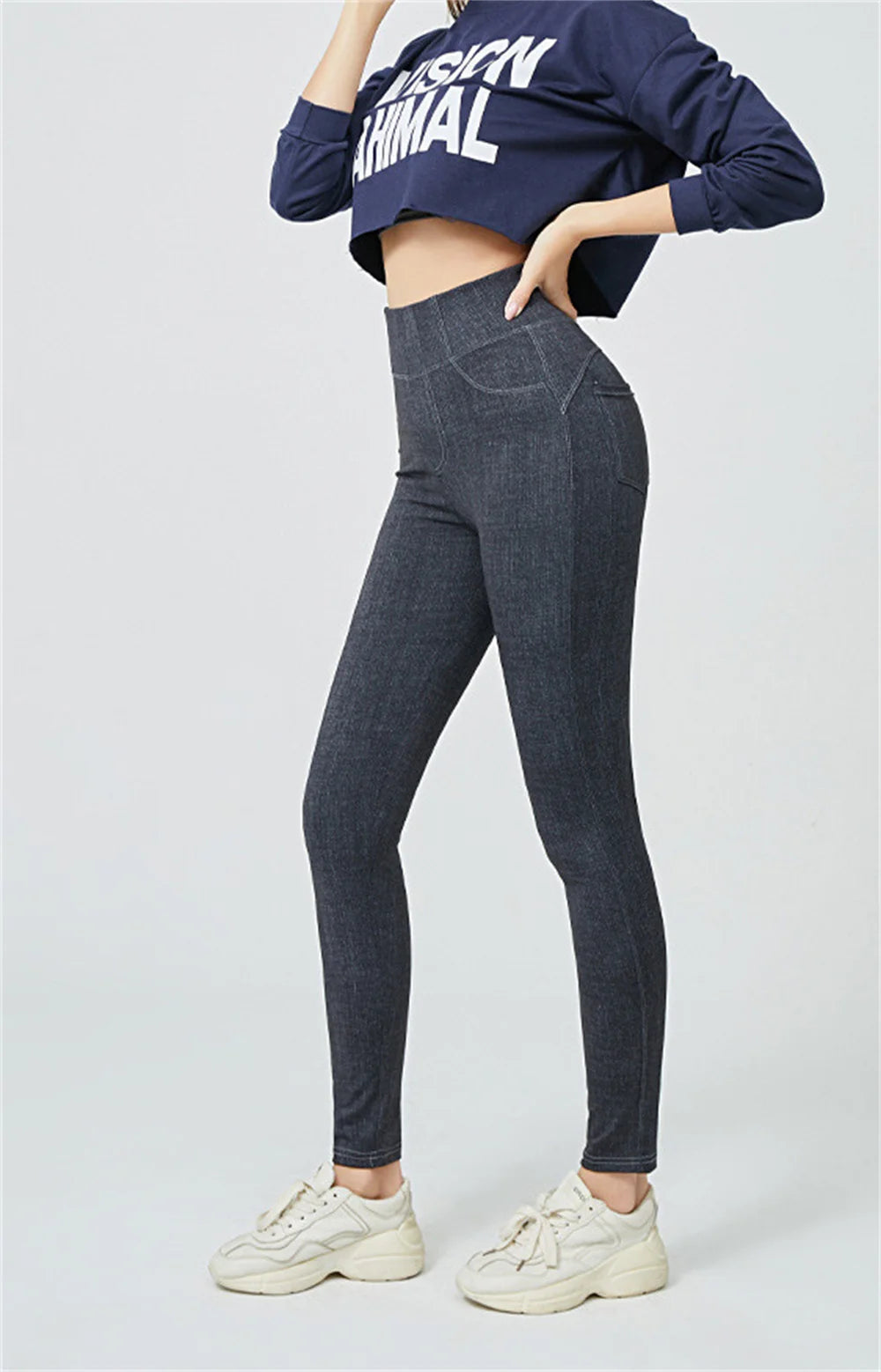 Damen Push Up Jeans Bauchkontrolle Hohe Taille Super Stretch