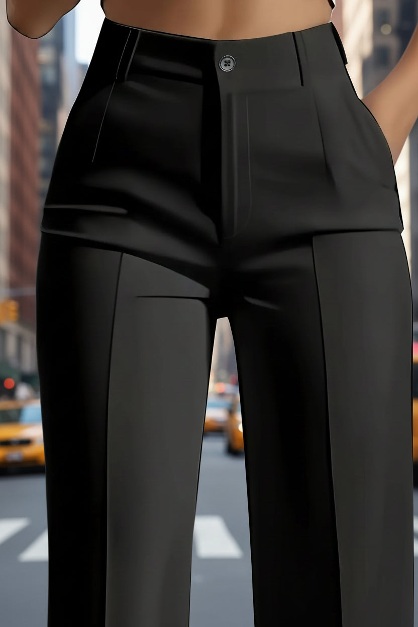 Damen Anzughose Tailliert Gerades Bein Twill Polyester Büro Elegant Pflegeleicht