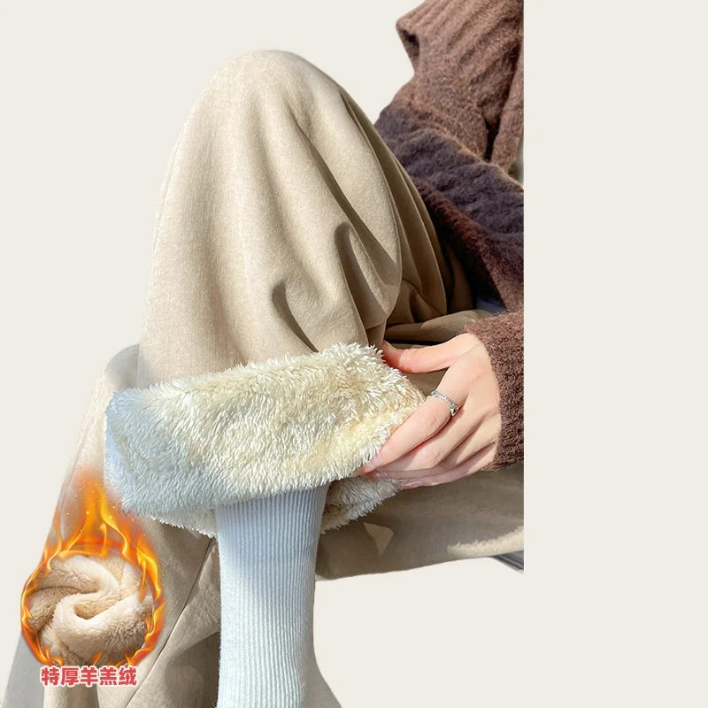 Damen Cordhose Weites Bein Warm Bequem Atmungsaktiv Herbst Winter