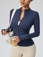 Damen Langärmlige Sportjacke Mit Stehkragen Für Training Und Laufen