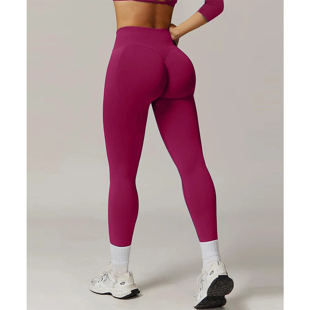 Damen Yoga Leggings Hoher Bund Nahtlos Atmungsaktiv Po Lift Gym Hose
