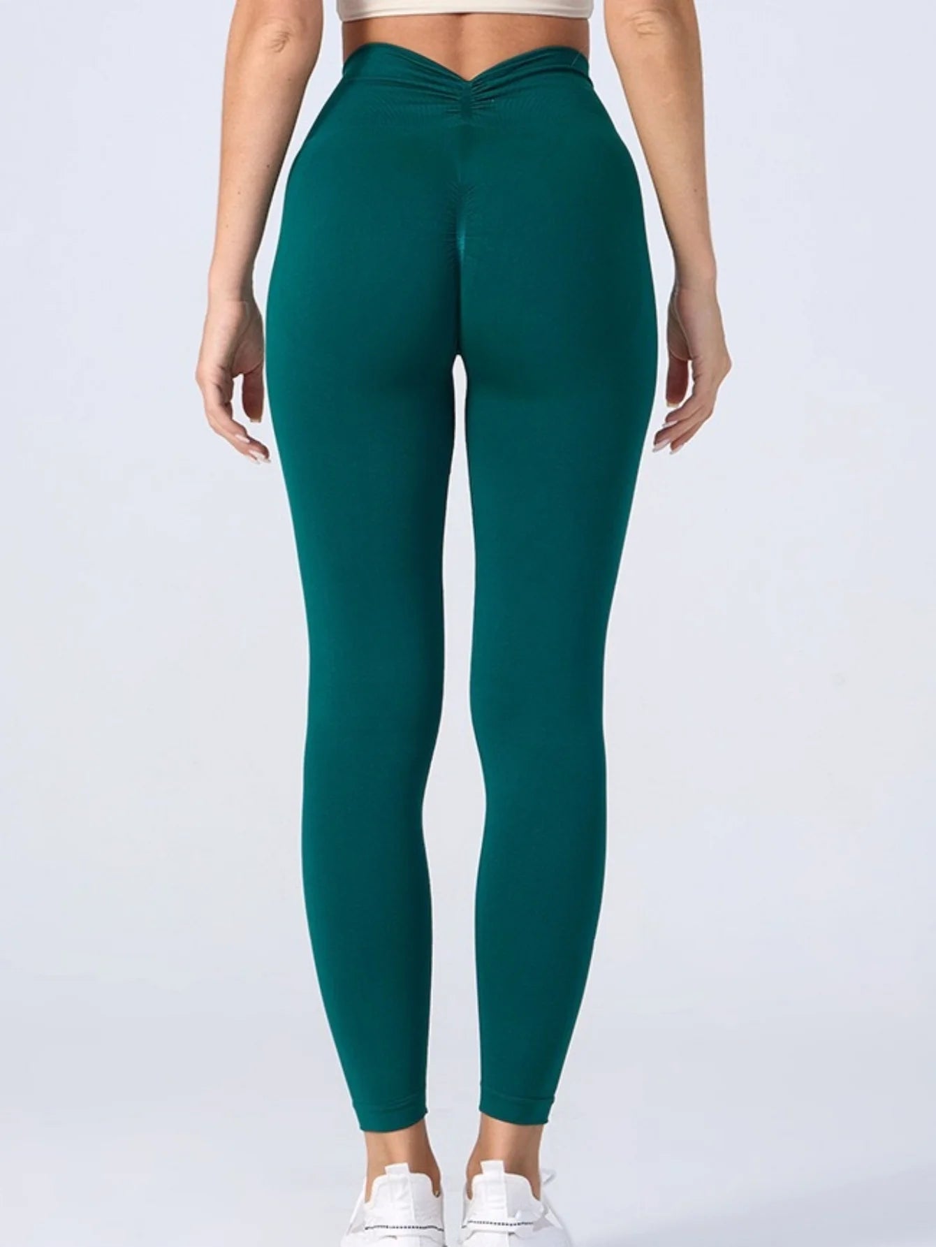 Nahtlose Sporthose Damen Hohe Taille Pfirsichfarbener Hip Lift V Falte Yoga