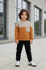 Jungen Outfit Set Langarm Top Hose Colorblock 2teilig Weich Sportlich