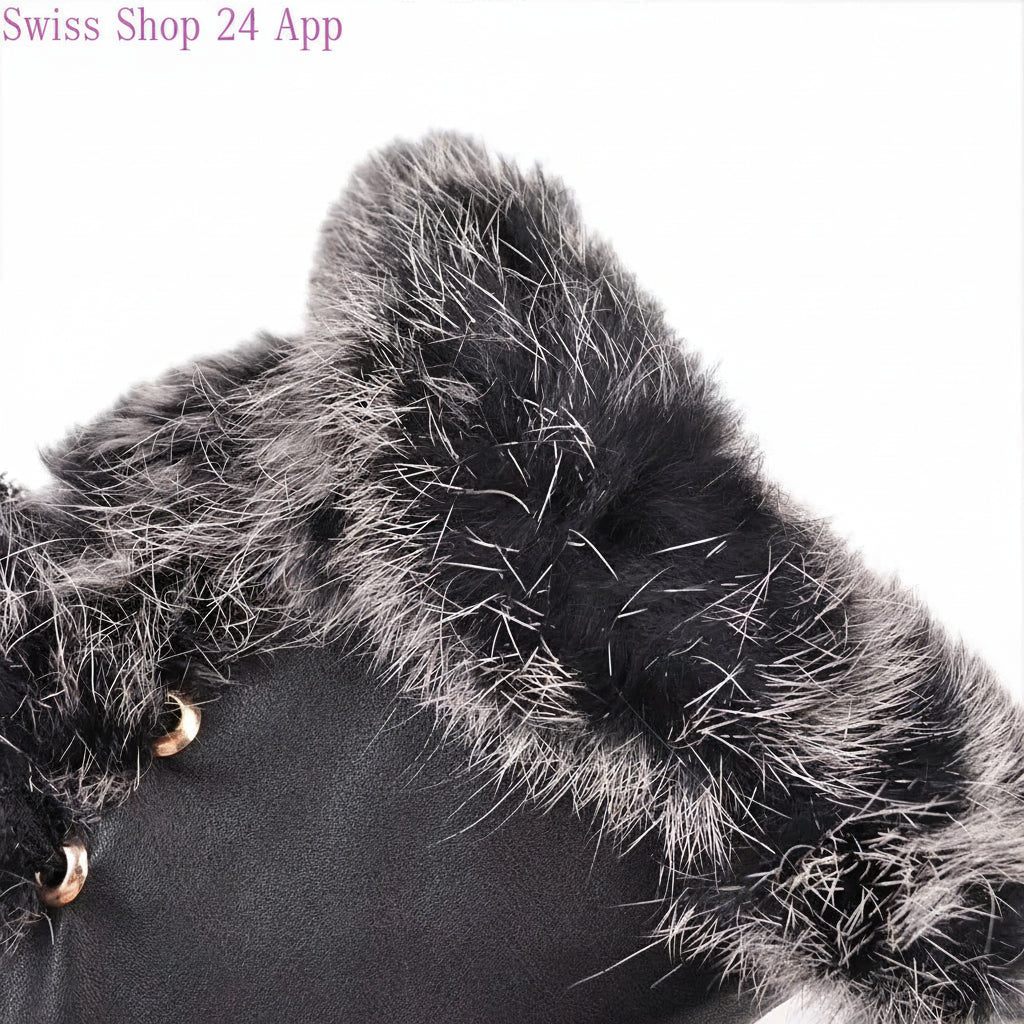 Kniehohe Damen Fellstiefel Stiletto Absatz Mit Fellfutter Warm