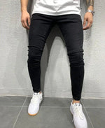 Herren Stretch Jeans Slim Fit Denim Retro Waschdesign Reissverschluss