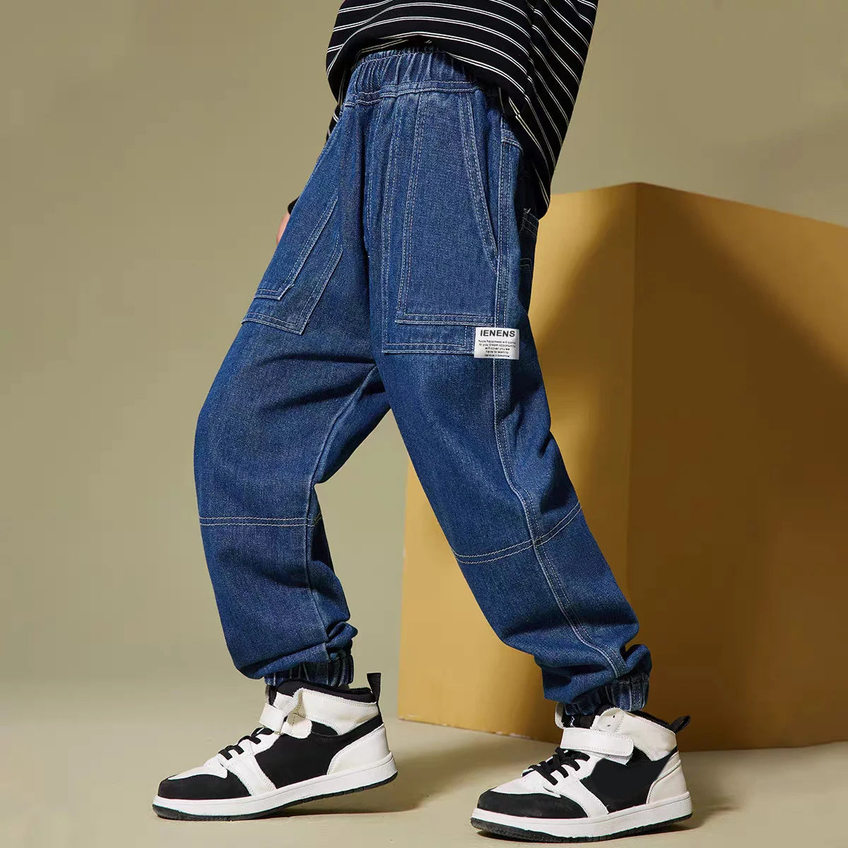 Kinder Jeans Unisex Röhrenjeans Elastischer Bund Weicher Denim Alltag