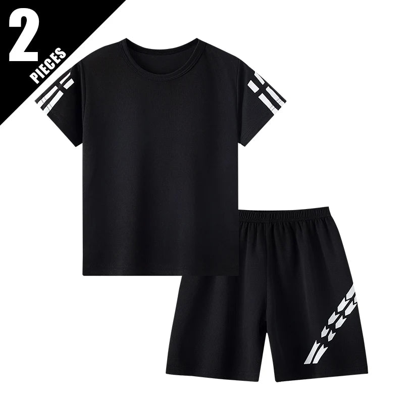 Jungen Sommer Sportshorts Set Lose Passform Schnelltrocknend