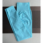 Damen Yoga Leggings Hoher Bund Nahtlos Atmungsaktiv Po Lift Gym Hose