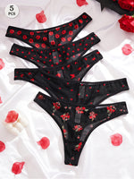 Damen Stringpanty Set 5er Pack Atmungsaktiv Bequem Elegant Unterwäsche