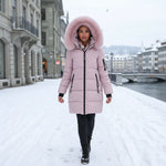 Damen Winter Parka Mit Kapuze Warm Gefüttert Baumwollfüllung