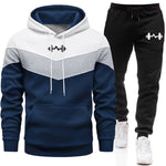 Herren Trainingsanzug Set Dreifarbig Kapuzenpullover Jogginghose Komfort