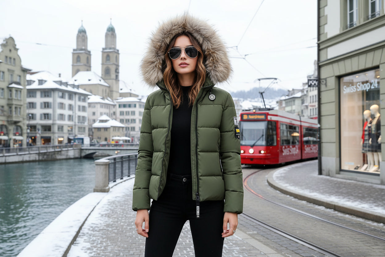 Winter Parka Damen Gefüttert Kapuze Warm Baumwolle