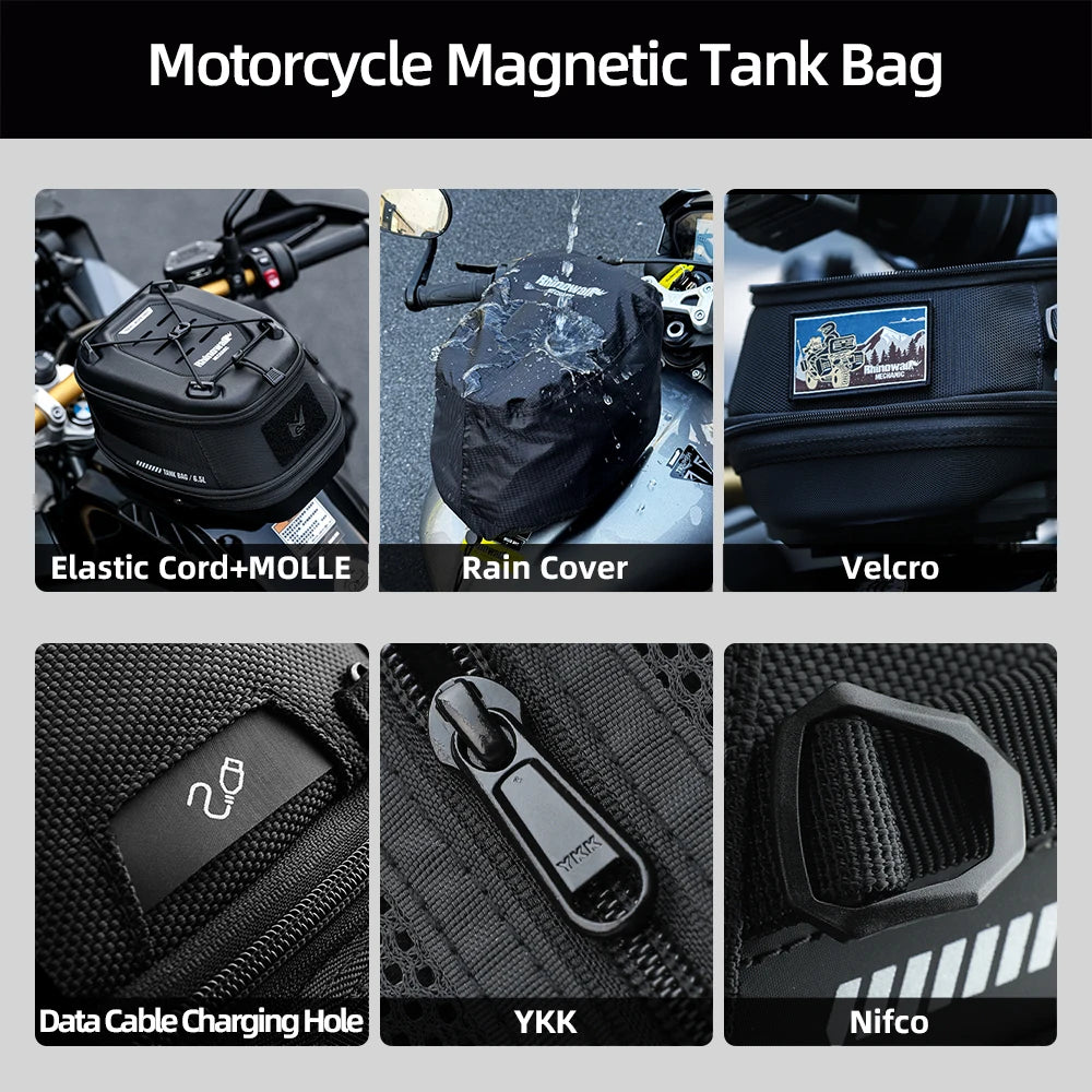 Rhinowalk Magnetische Tanktasche 6,5 L Motorradfahrer Schnellverschluss