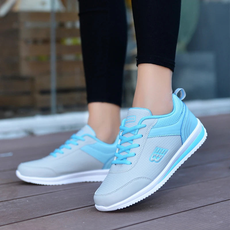 Damen Sneaker Leder Weiss Pink Atmungsaktiv Weiche Sohle Bequem