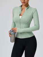 Damen Langärmlige Sportjacke Mit Stehkragen Für Training Und Laufen