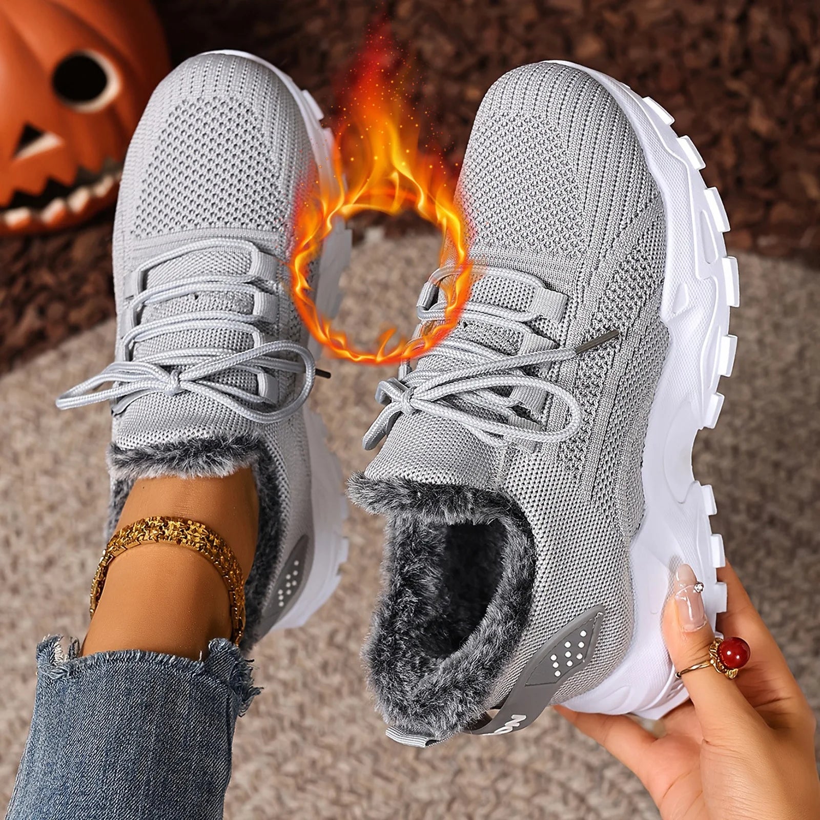 Damen Winter Sneaker Gefüttert Warm Rutschfest Outdoor Sportschuhe