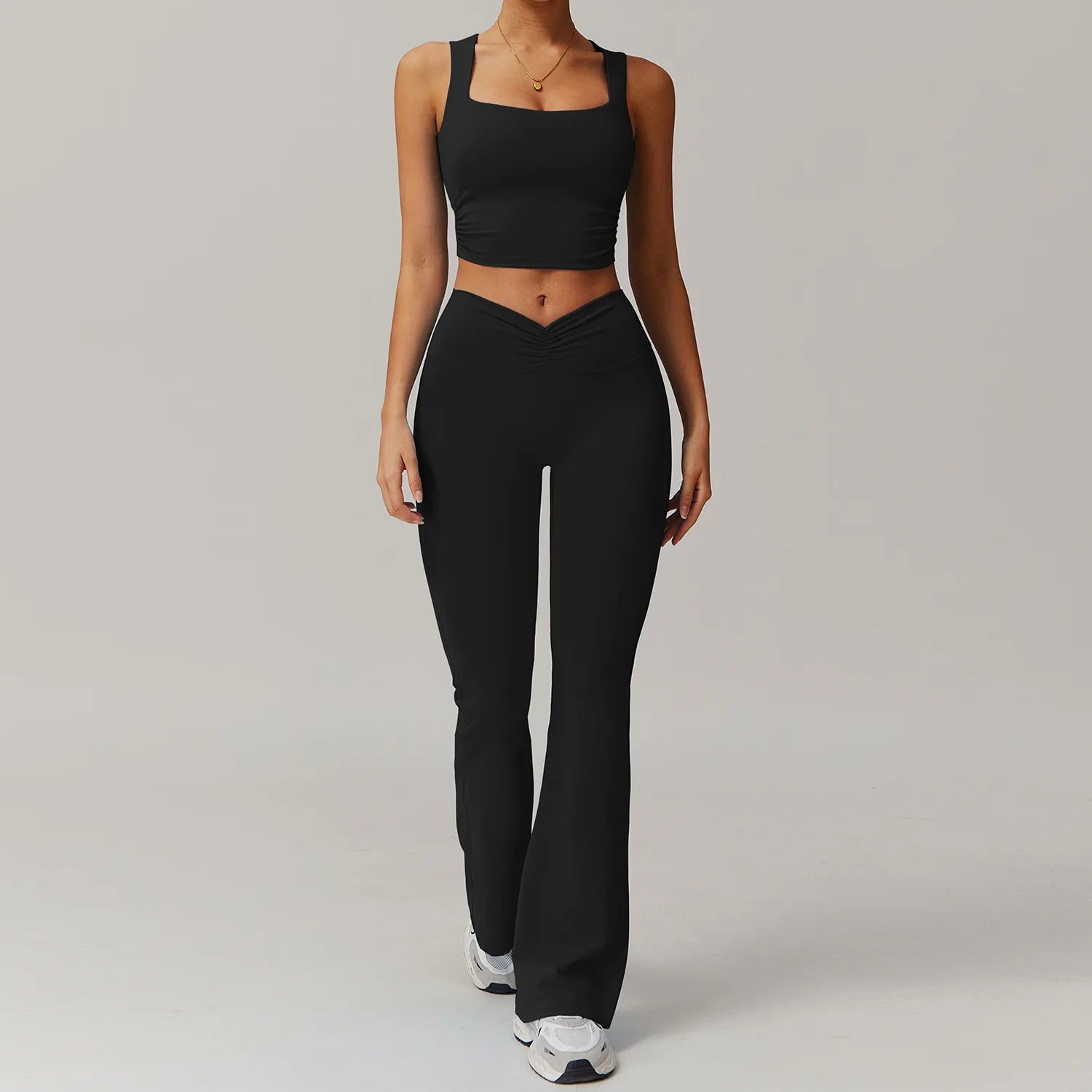 LezyanXR Damen Yogaanzug – Reissverschluss Stehkragen Hip-Lift Leggings