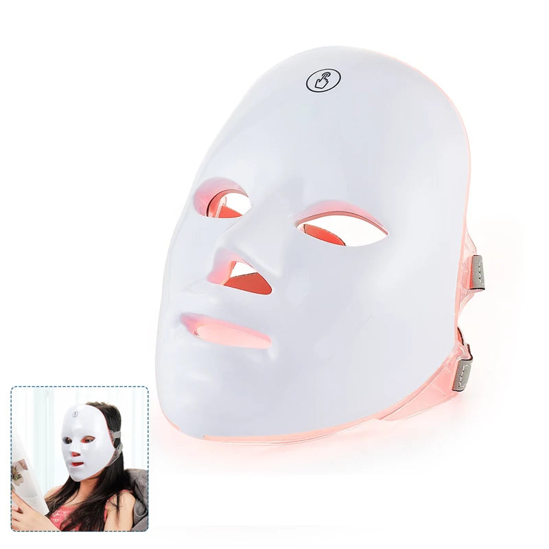 Damen 7 Farben LED Gesichtsmaske Hautstraffung Gesicht und Hals Swiss Shop 24