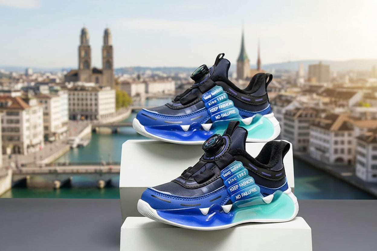 Kinder Winter Sneaker Jungen PU Leder Gefüttert Rutschfest Klettverschluss