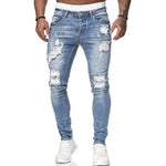 Herren Jeans Slim Fit Zerrissene Denim Hose Street Style