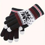 Winter Strickhandschuhe Unisex Mit Schneeflocken Stickerei Und Touchscreen