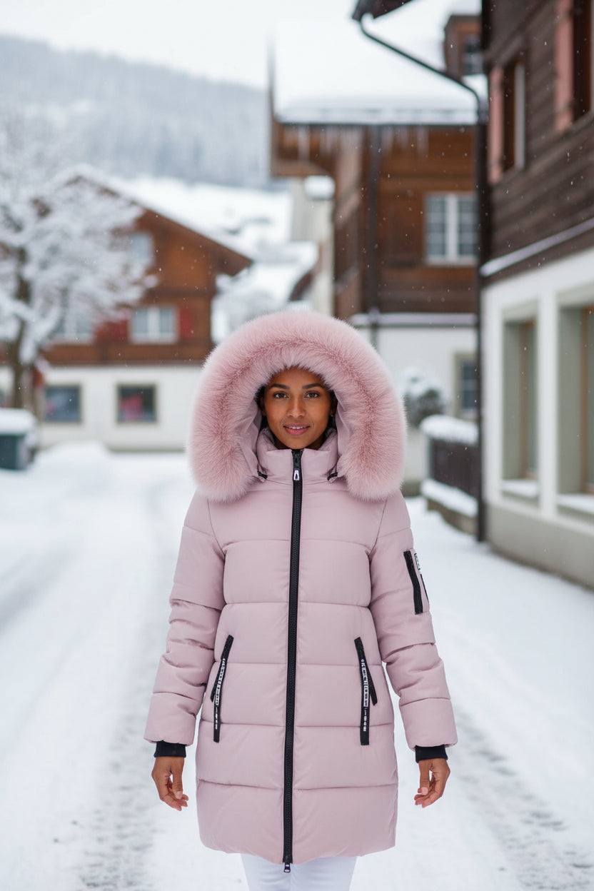 Damen Winter Parka Mit Kapuze Warm Gefüttert Baumwollfüllung