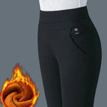 Damen Winter-Hose High Waist Warm Gefüttert Fleece – Casual Hose