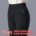 Damen Bleistifthose Mit Fleece Slim Fit Bürohose Elegant Herbst Winter