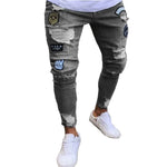 Herren Stretch Jeans Slim Fit Denim Retro Waschdesign Reissverschluss