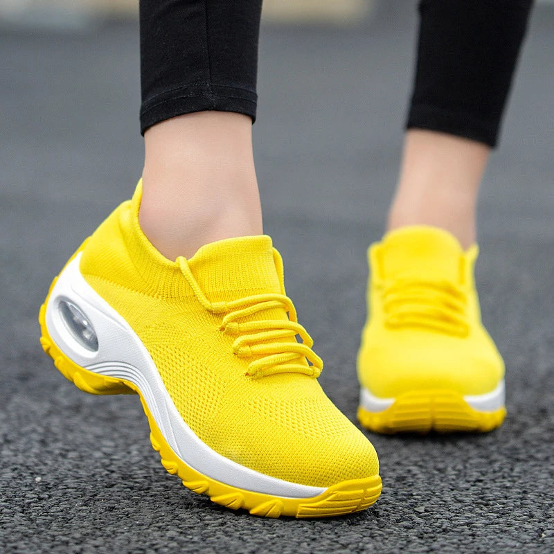Damen Sneaker Gelb Sock Sneaker Leicht Atmungsaktiv Bequem
