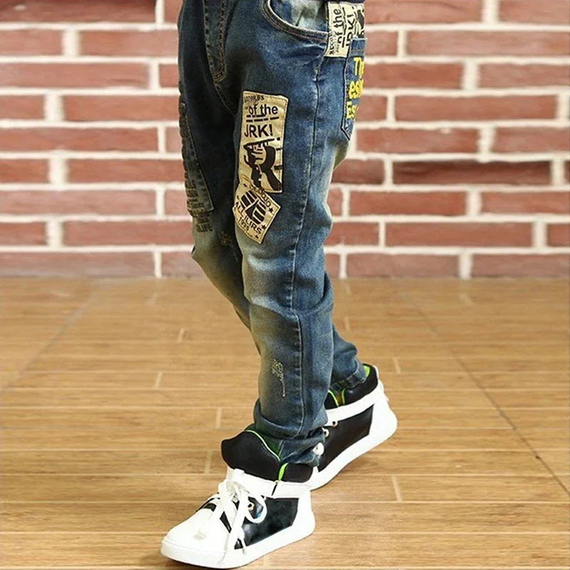 Kinder Jeans Unisex Röhrenjeans Elastischer Bund Weicher Denim Alltag