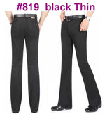 Flare Jeans Herren Mid-Rise Elastisch Denim Hose Schwarz