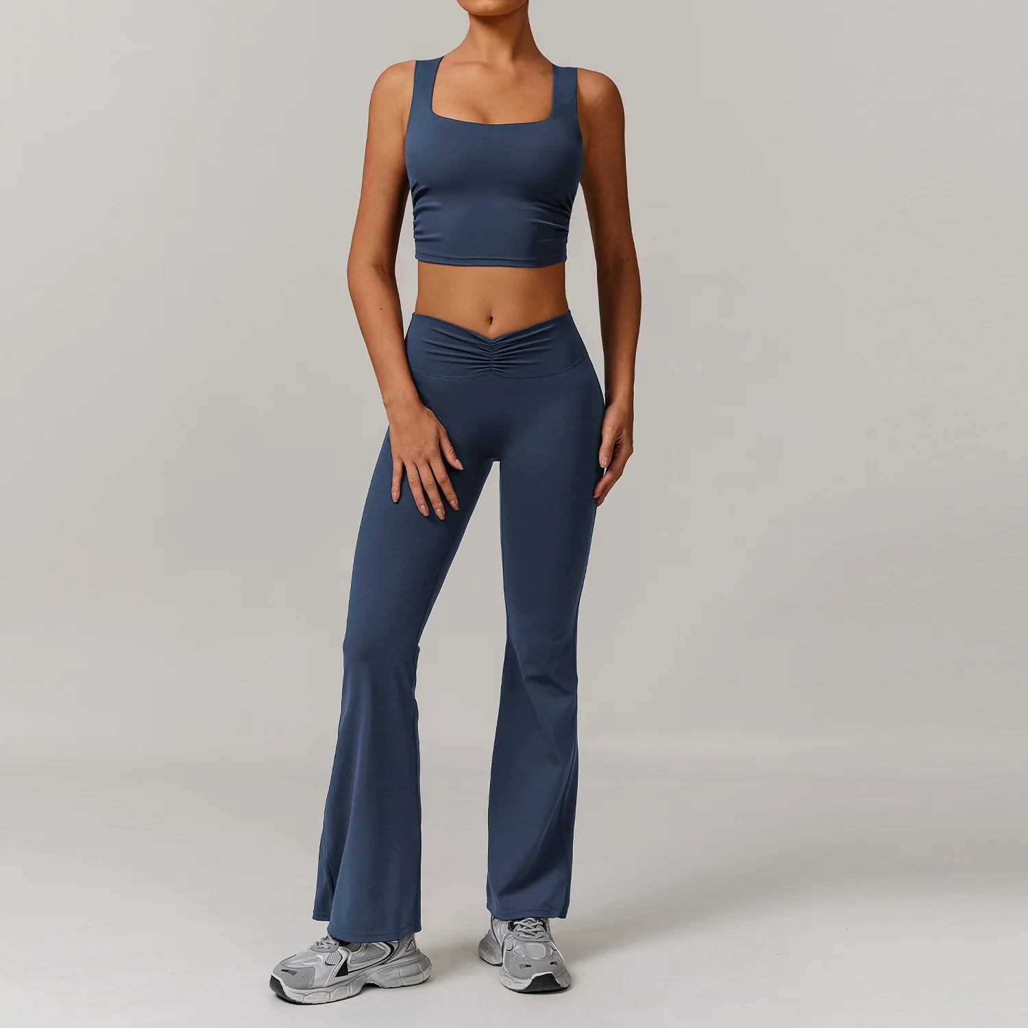 LezyanXR Damen Yogaanzug – Reissverschluss Stehkragen Hip-Lift Leggings