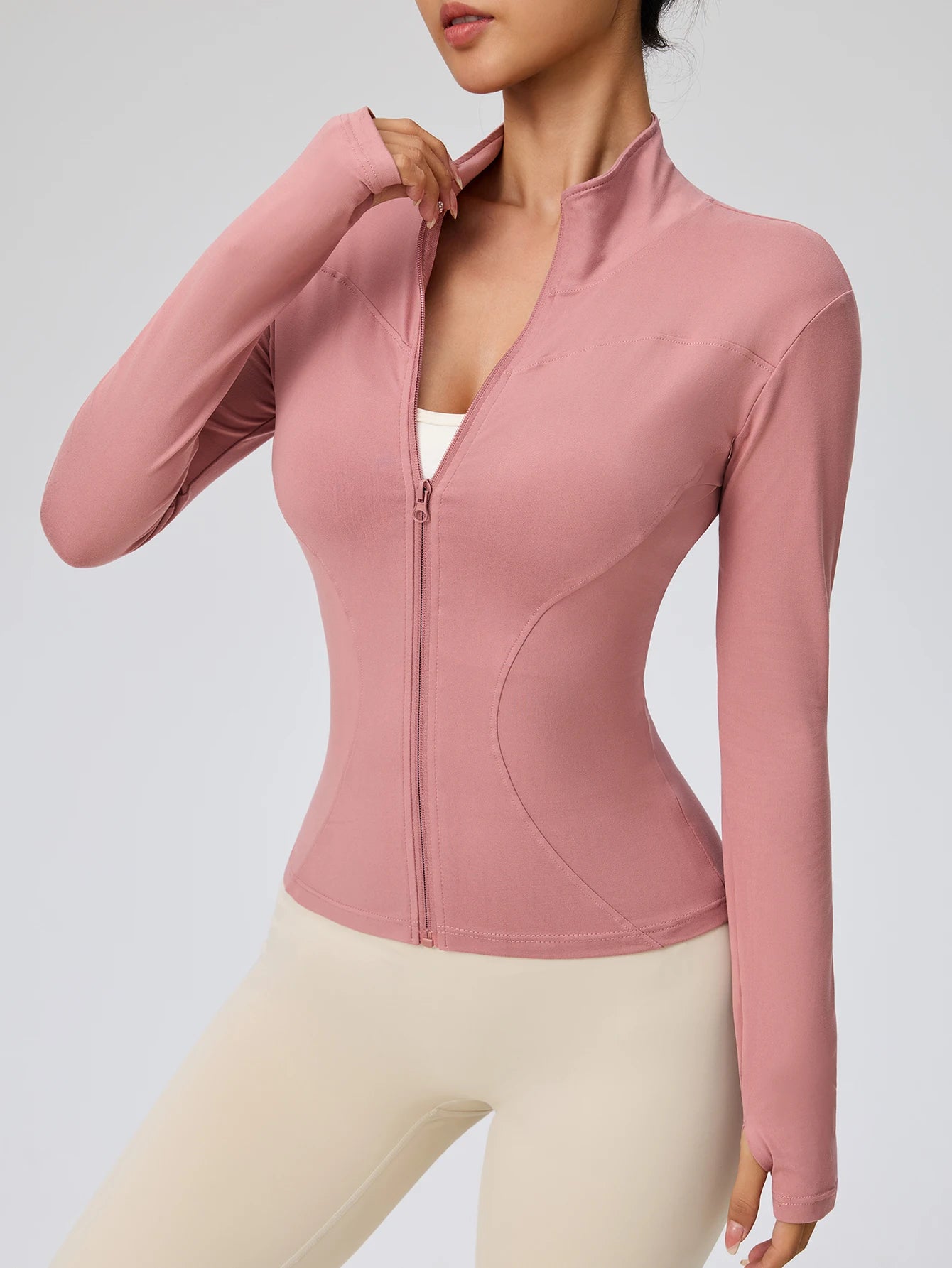 Damen Langärmlige Sportjacke Mit Stehkragen Für Training Und Laufen