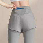 Damen Yoga-Fitnesshose High Waist mit Gesässtasche – Sport-Leggings