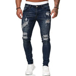 Herren Jeans Slim Fit Zerrissene Denim Hose Street Style