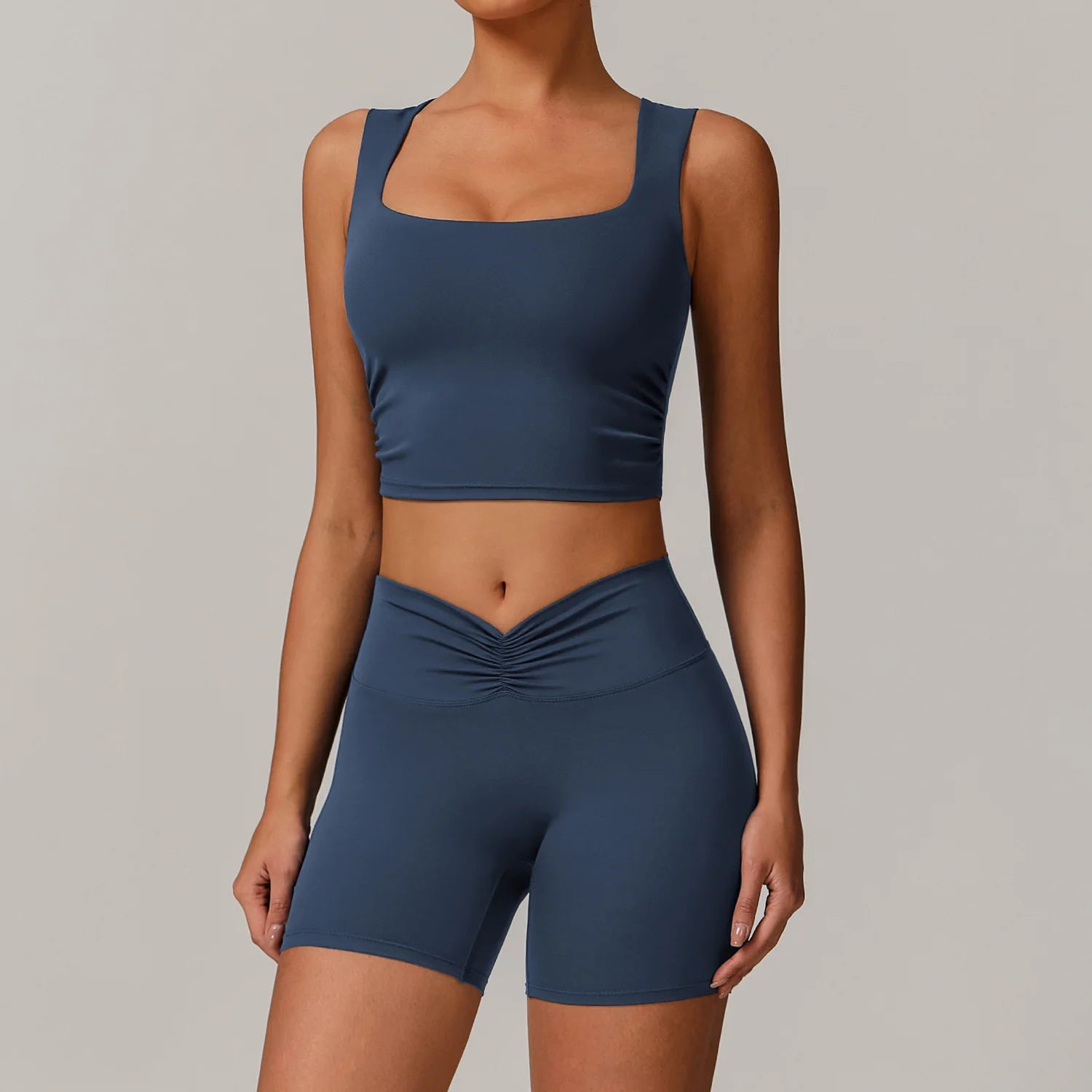 LezyanXR Damen Yogaanzug – Reissverschluss Stehkragen Hip-Lift Leggings