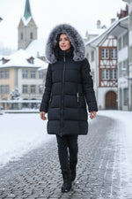 Damen Winter Parka Mit Kapuze Warm Gefüttert Baumwollfüllung
