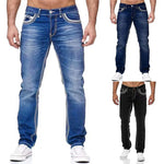 Jeans Herren Gerade Passform Gewaschen Lange Denim Hose Streetwear