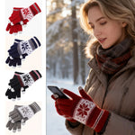 Winter Strickhandschuhe Unisex Mit Schneeflocken Stickerei Und Touchscreen