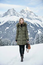 Damen Winter Parka Mit Kapuze Warm Gefüttert Baumwollfüllung