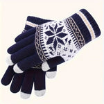 Winter Strickhandschuhe Unisex Mit Schneeflocken Stickerei Und Touchscreen