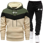 Herren Trainingsanzug Set Dreifarbig Kapuzenpullover Jogginghose Komfort
